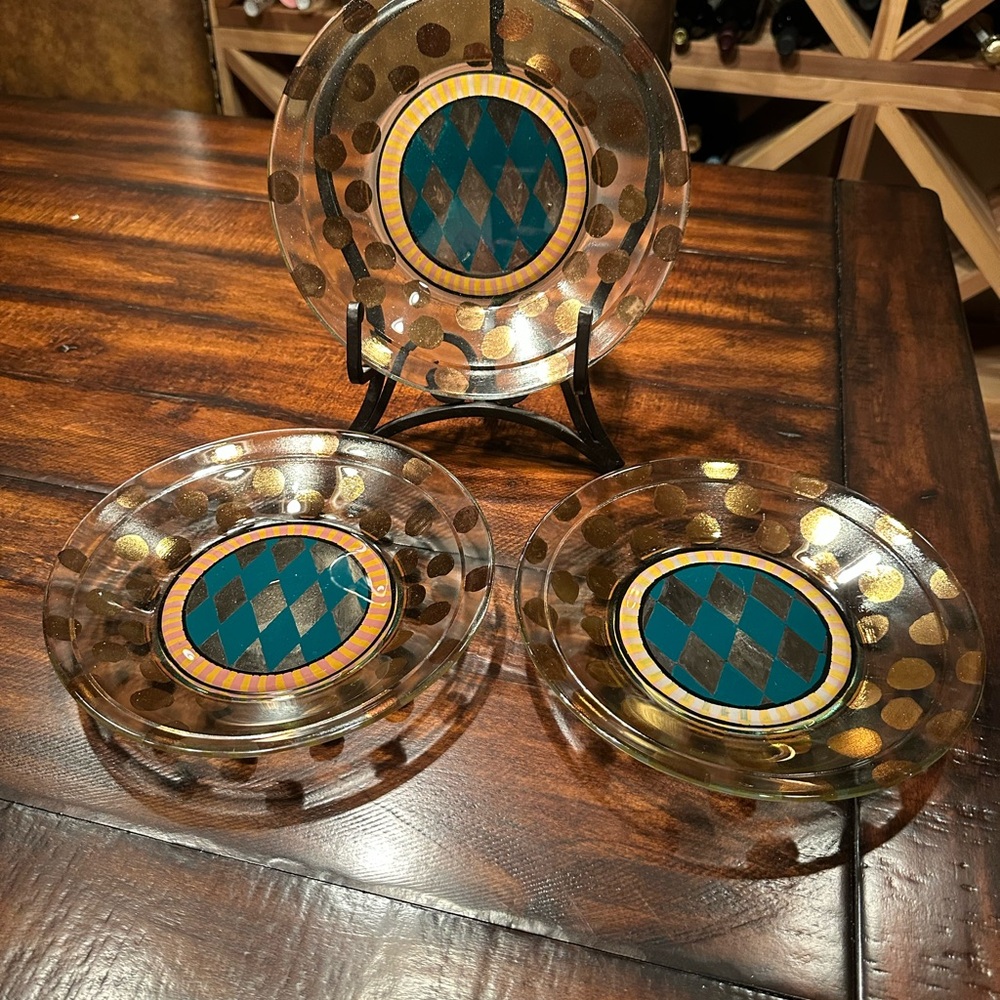 Victoria and Richard Mackenzie-Childs Carrera Circus glass 9”lunch Plate